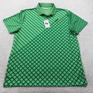 Fore Fathers Mens Golf Polo Shirt Green Plaid XL Short Sleeve Performance Top